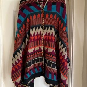 Colorful Geometric Patterned Poncho